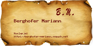 Berghofer Mariann névjegykártya
